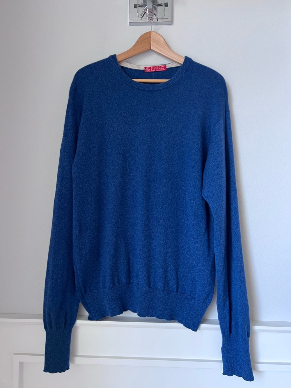 Men's Crewneck Sweater by Riccardo Piacenza pure cashmere in Deep Blue